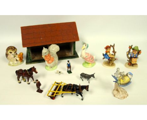 Group of ceramics, Beatrix Potter, Royal Albert figures, Old Mr Brown, Timmy Tiptoes, Jemima Puddleduck, two Goebel figures a