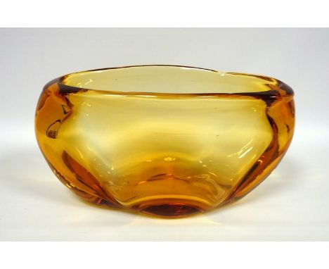 James Hogan design for Whitefriars, an amber glass bowl, 15 x 34 cm, large Italian red glass bowl, mid-20th C., max. 46 cm, a