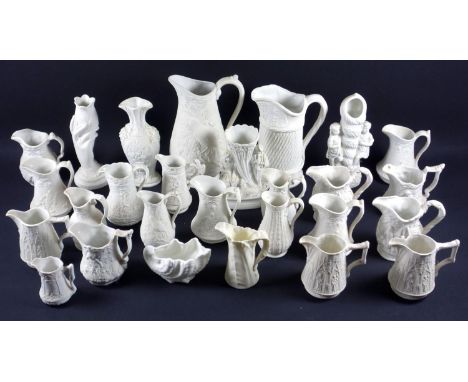 Large Collection of Parian ware, mainly Portmeirion Heritage series, a Worcester leaf vase and Coalport shell dish 