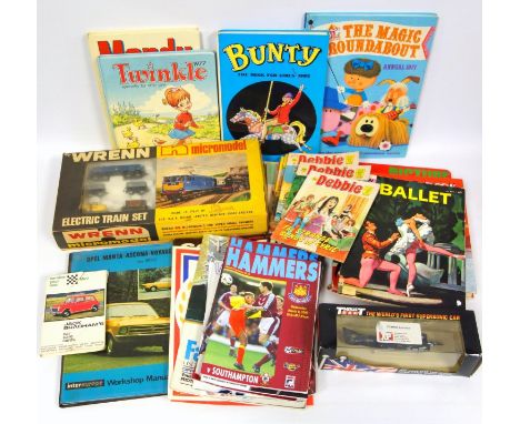 Ephemera, motoring and sport, West Ham programs late 1990's Farnborough Air Show program, 1970's Opel manual ,and children's 