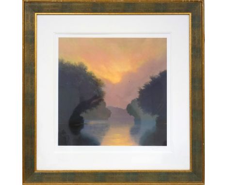 Fire &amp; water - Atmosphere Tour, Lawrence Coulson, signed print Castle Galleries paperwork, 84/150, framed 45 x 45 cm, Bow