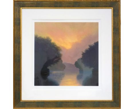 Fire &amp; water - Atmosphere Tour, Lawrence Coulson, signed print Castle Galleries paperwork, 84/150, framed 45 x 45 cm, Bow