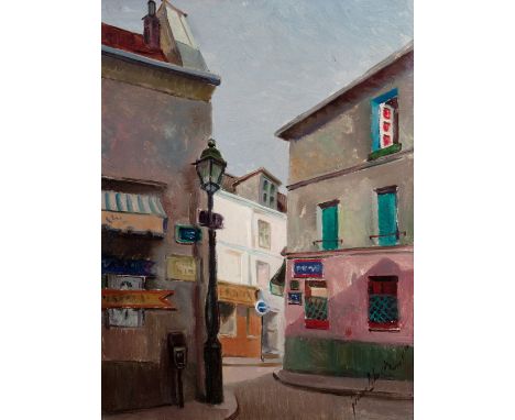 GENARO LAHUERTA (Valencia, 1905-1985)."Paris Street" 1960.Oil on canvas.Signed and dated in the lower right corner.Measuremen