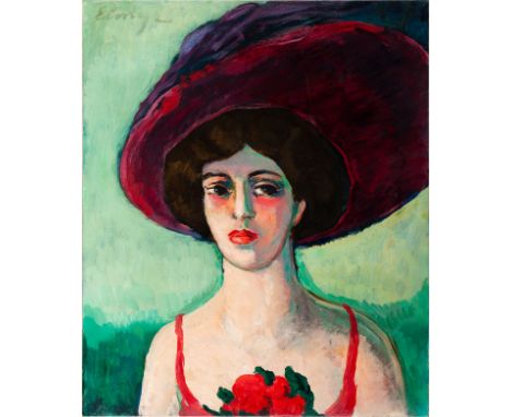 ELMYR DE HORY (Budapest, 1906 - Ibiza, 1976)."In the manner of Van Dongen".Oil on canvas.Signed in the upper left corner.Very