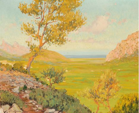 JOAQUIM TERRUELLA MATILLA (Barcelona, 1891 - 1957)."Landscape" 1918.Oil on canvas.Signed and dated in the lower left corner.S