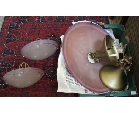 A SELECTION OF PINK SHADED MODERN LIGHTING 