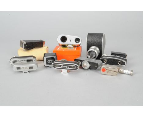 Shoe Mount Range Finders, including Johnson Wray, Rhaco, in maker's boxes, Amplion, Medis, Watermeter, Rondo, Voigtländer Kon