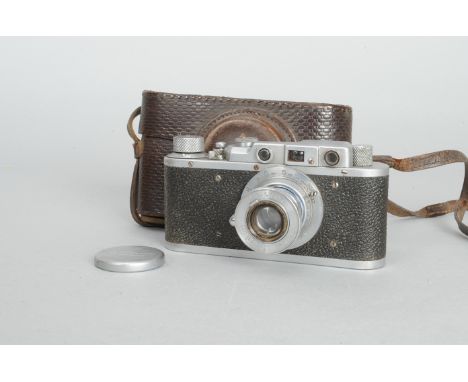 A FEDI Type d Rangefinder Camera, serial no. 134552, body P-F, stud added to shutter speed dial, accessory shoe missing, owne