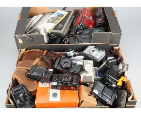 Various Cameras and Accessories, including viewfinder, compacts, Kodak, Olympus, Pentax, others, Hitachi, Canon, JVC video ca