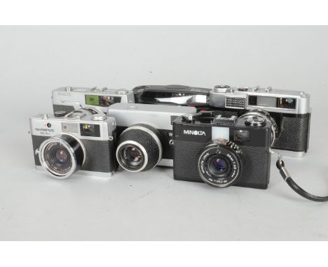 Rangefinder and Viewfinder Cameras, including an Olympus 35 RC camera, Petri 7S camera, a Yashica Minster camera, a Minolta H