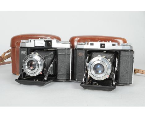 Two Zeiss Ikon Folding Cameras, an Ikonta M 524/16, uncoupled rangefinder, Prontor-SV shutter working, a Nettax 513/16, uncou