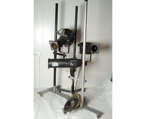 Strobe Equipment (David Cecil) Ltd,  two Electronic Flash Spotlites on metal stands, and Colortran spotlight on metal stand, 