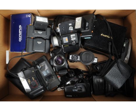 35mm Compact 110  and APS Cameras including  a Minox 35 GL, with two TC 35 flash units, Canon 105 zoom, Yashica DF-10, other 