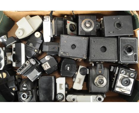 Box and Bakelite Cameras, including Ensign Ful-View, Kodak no 2 Brownie, Portrait Hawkeye, Conway Super Flash, other box came