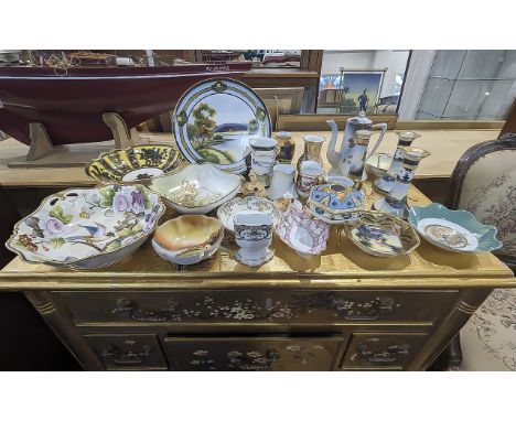 Quantity of Noritake Porcelain, including large decorated bowls, jugs, dishes, candle holders, coffee pot, pin dishes, etc.