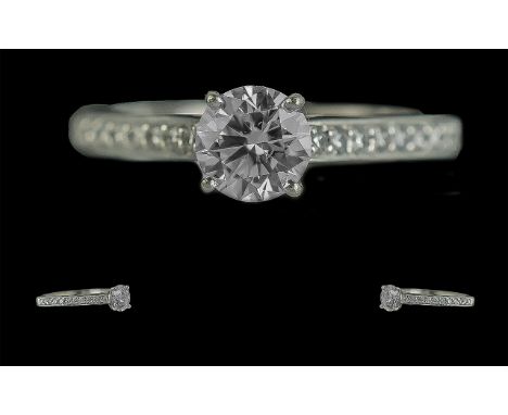 Boodles Excellent Signed Platinum and Diamond Set Ring, with Full Hallmark to Interior of Shank. For Platinum 950. Signed Boo