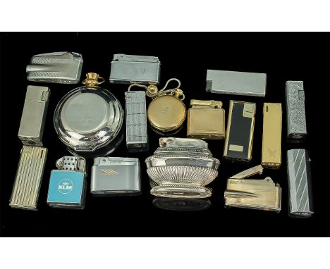 Collection of Vintage Lighters, comprising Super Sim in original box, Ronson 'Queen Anne' table lighter, The Dalvey Travel Cl