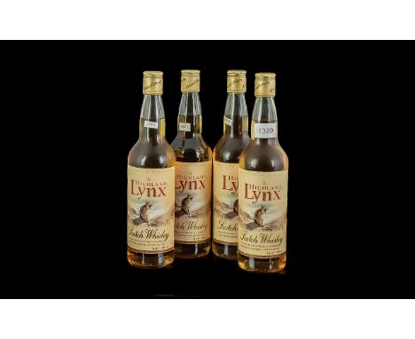 Four Bottles of Rare Highland Lynx Scotch Whiskey, 70cl, 40% vol. By Albyn Bond of Airdrie, bottled in Scotland.