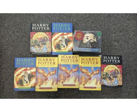 7 Harry Potter first Edition Hardback Books, 3 x Harry Potter And The Order Of The Phoenix, 2 x Harry Potter And The Deathly 