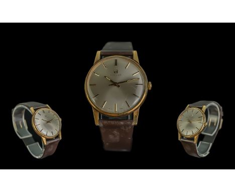 Tissot Gents 9ct Gold Cased Mechanical Wrist Watch circa 1970 hallmark to interior of back case pearl coloured dial case dial