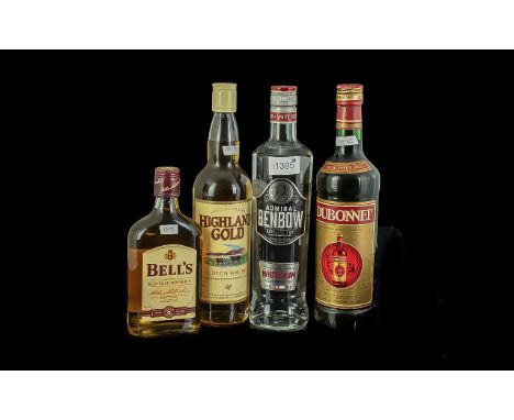 Drinker's Interest - comprising Highland Gold Scotch Whisky 70cl, 40% vol, Admiral Benbow White Rum 70cl, 37.5% vol, and Bell