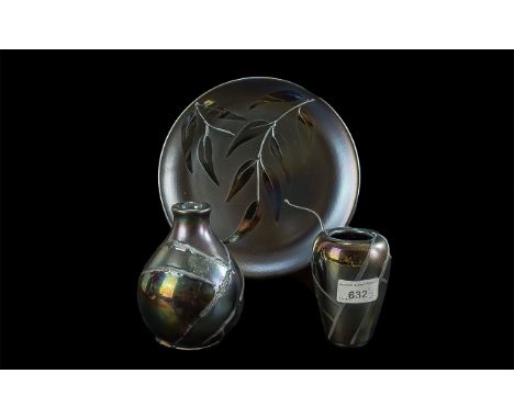 2 Modern Poole Pottery Vases With Pearlescent Finish Including a small Alchemy vase. Together with - A Modern Poole Pottery P