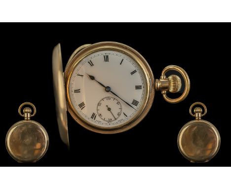 A Fine Quality Gold Filled Full Hunter Keyless Pocket Watch. Guaranteed to be of Two Plates of Gold and Composition Between. 