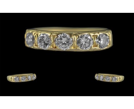 18ct Gold Good Quality 5 Stone Diamond Set Ring. Full Hallmark to Interior of Shank. The Five Round Brilliant Cut Diamonds of