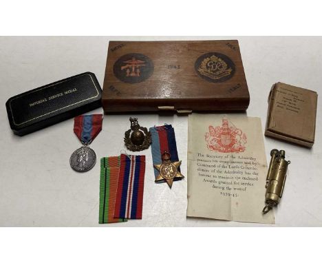 Two WWII medals, a 1939-1945 star awarded to A Brimblecombe, believed to be a Royal Marine, this item comes in original posta