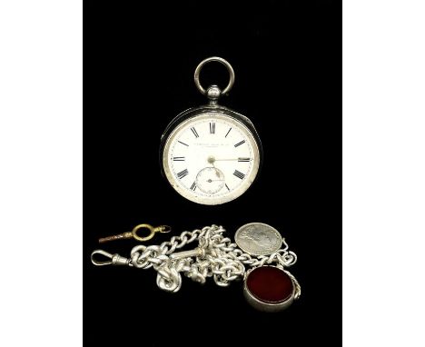 A late Victorian hallmarked silver open face key wind pocket watch, with Roman numerals and subsidiary seconds hand to the ci