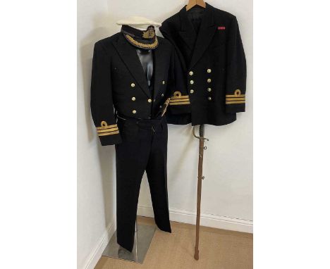 RODERICK ROBERTSON MBE; a Royal Navy Commander's mess dress uniform consisting of trousers, waistcoat and mess jacket, Naval 