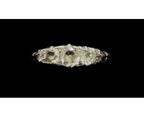 An 18ct yellow gold five stone graduated old cut diamond ring, the largest stone weighing approx 0.40ct, size P, approx 3.3g.