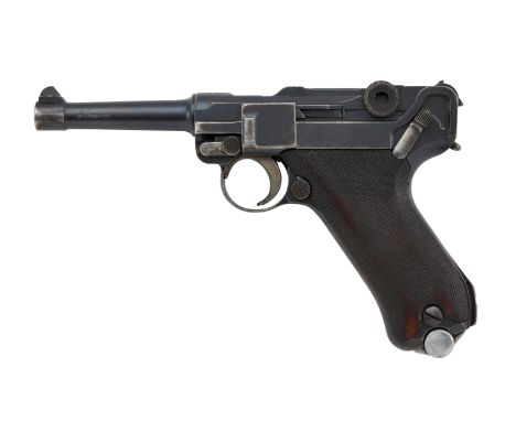 Halbautomatische Pistole Mod.: P. 08 mit Böhler Stahl Versuchslauf Herst.: DWM Deutsche Waffen- und Munitionsfabriken Berlin 