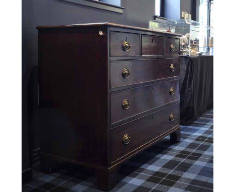 REGENCY MAHOGANY OBLONG CHEST of three short and three long graduated cockbeaded drawers, on bracket feet, 118 cm wide