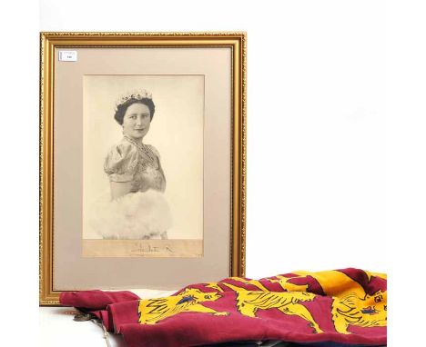 HALF-LENGTH PHOTOGRAPHIC PORTRAIT OF HRH THE QUEEN MOTHER 
signed Elizabeth R and dated 1949 in the lower margin, 39cm x 26cm