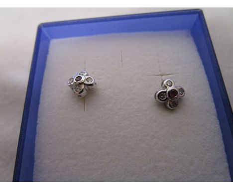 18ct white gold ruby & diamond stud earrings