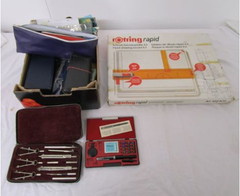 Box of draftsman's tools etc