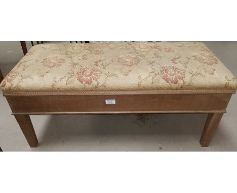 An Edwardian mahogany duet stool with cushioned box seat, on square tapering legs, length 37" 