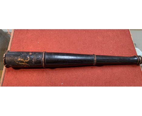 A Victorian truncheon lettered 'VR' (a.f.); an antler handle walking stick, and others 