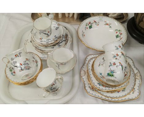 A 20 piece Tuscan hand painted part tea service with birds and flowers with gilt border and a similar 189 piece Foley china p