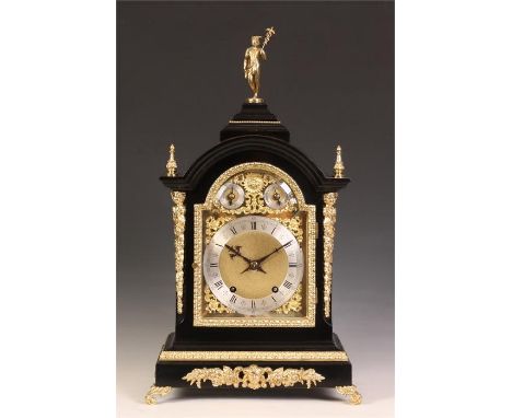 An impressive late 19th Century German Winterhalder &amp; Hofmeier Ebonized and Cast Brass mounted dome-top BRACKET CLOCK wit