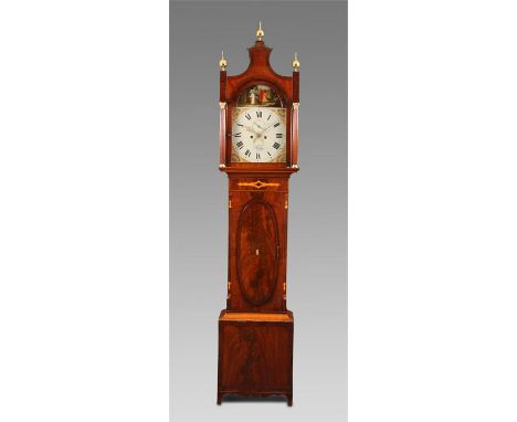 GEORGE BARTLE, BRIGGAn unusual late Georgian crossbanded and inlaid Mahogany eight day LONGCASE CLOCK with oval trunk door, c