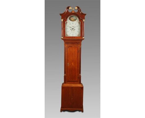JOHN FARNWORTH, NOTTINGHAM&nbsp;A George III Oak and mahogany crossbanded inlaid eight day LONGCASE CLOCK with reeded quarter