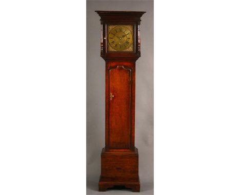 W BURTON KENDALA mid 18th Century Oak 30 hour LONGCASE CLOCK the 11&rdquo; square brass dial with engraved chapter ring and s