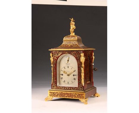 PAYNE and Co, 163 NEW BOND STREET, LONDONA fine late 19th Century tortoiseshell and brass inlaid BOULLE BRACKET CLOCK&nbsp;Th