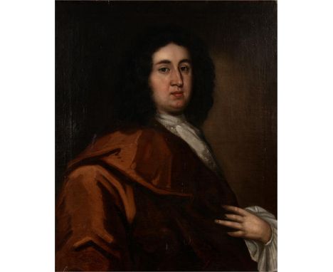 18th Century English School OIL ON CANVAS&nbsp;Bust portrait of a gentleman wearing a brown jacket62cms by 75cms with an asso