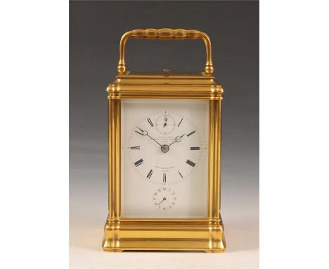 LE ROY &amp; FILS PALAIS ROYAL 13-15 PARIS NO. 6825A fine late 19th Century French gorge Brass cased GRAND SONNERIE CARRIAGE 