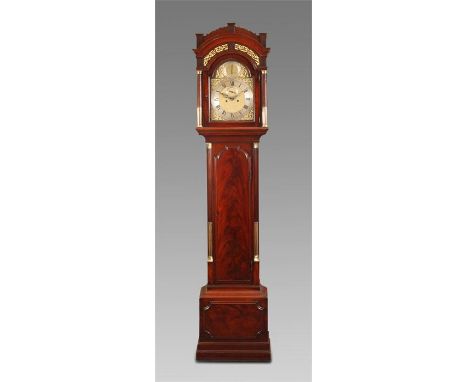 THOMAS HACKNEY. LONDONA fine early George III richly figured Mahogany eight day LONGCASE CLOCK with applied panel base on a d