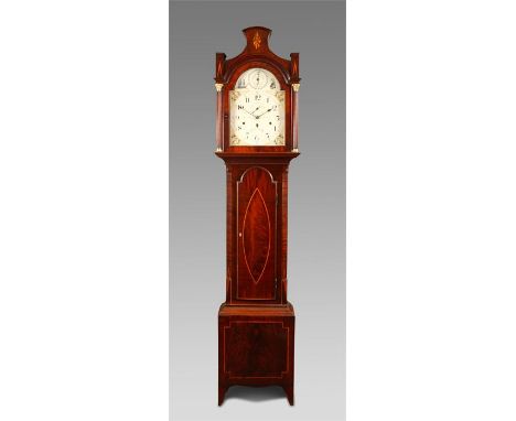 MAWMAN, BEVERLEY (of Nelson/Trafalgar Interest)A fine late George III inlaid figured Mahogany three train quarter striking ei