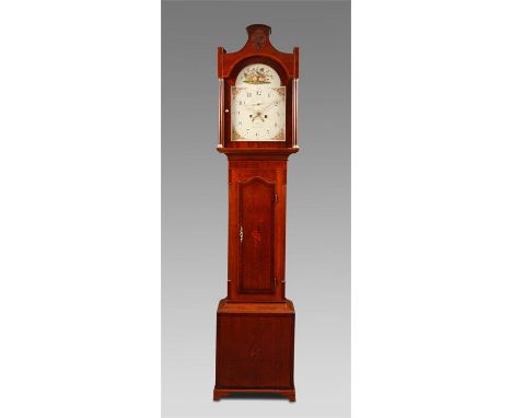THOMAS KILHAM, EPWORTHA late George III Oak and mahogany crossbanded eight day LONGCASE CLOCK with shell inlays to the base a